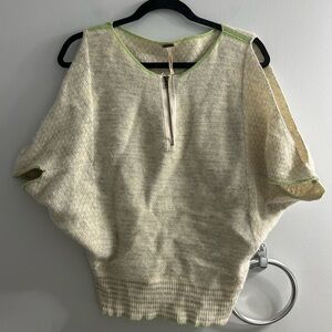 Free people it takes two open shoulder 1/4 zip rabbit hair and lambs wool